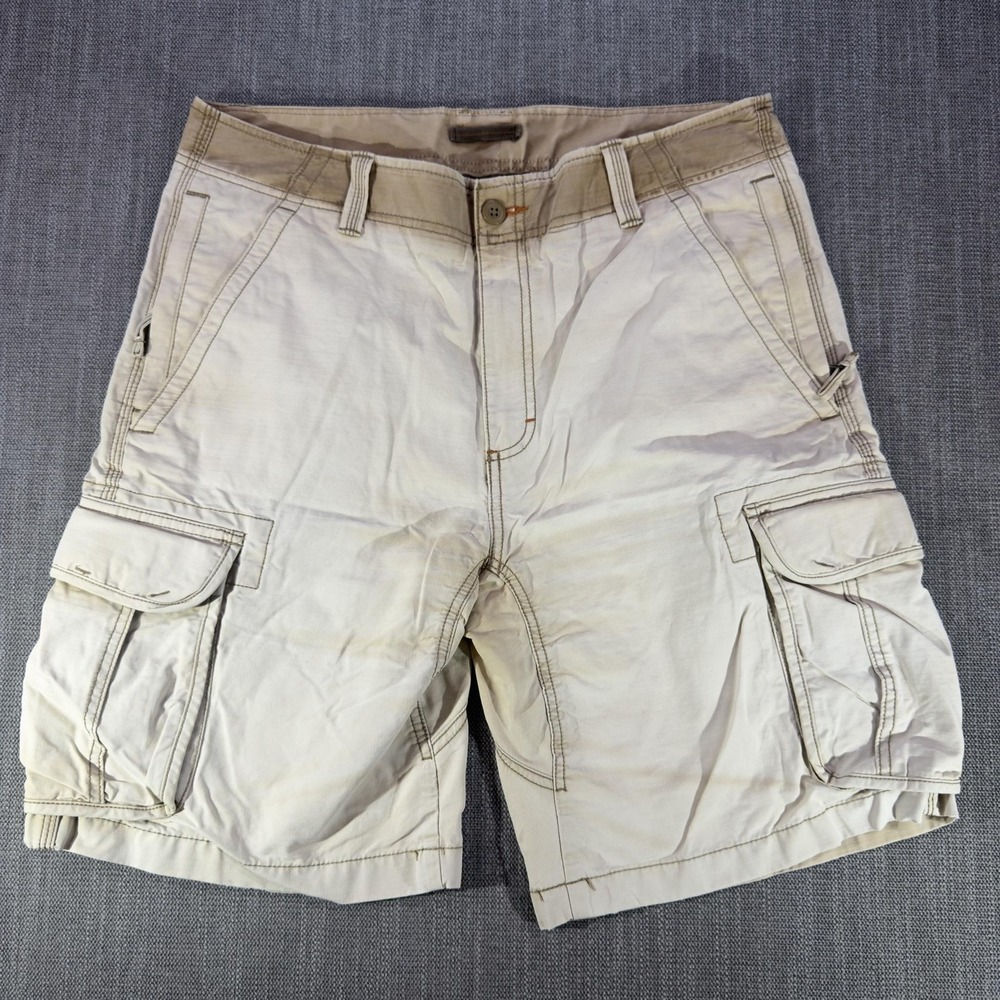 L.L. Bean Shorts Mens 34 Beige Cargo Canvas Regular Fit Casual Utility Pockets
